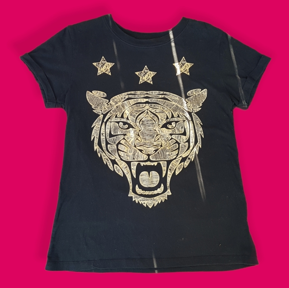 Gold Tiger Graphic Black Tee